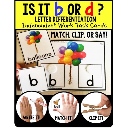LETTER DIFFERENTIATION Task Cards Lowercase Letters b and d TASK BOX FILLER